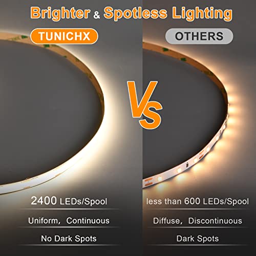 COB LED Strip Lights LED Strip16.4FT CRI 90+ 2400LEDs 4000K Natural White | DC12V Dimmable Flexible High Density Super Bright Uniform 9W/m LED Strips Lights for Home Decor(No Adapter or Controller) - color: Natural White 4000K, size: DC12V