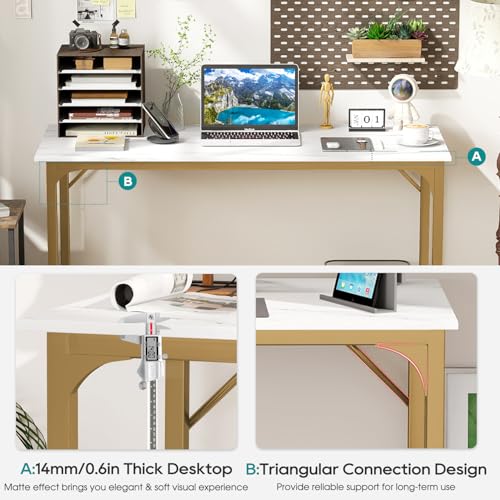 BestOffice Computer Desk,Home Office Desk, Modern Simple Style for Home Office Study Writing (Gold, 39 Inch) - color: Gold, size: 39 Inch