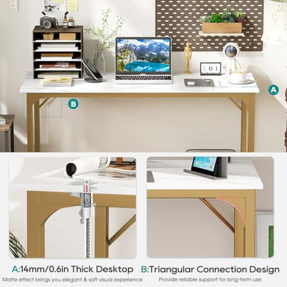 BestOffice Computer Desk,Home Office Desk, Modern Simple Style for Home Office Study Writing (Gold, 39 Inch) - color: Gold, size: 39 Inch