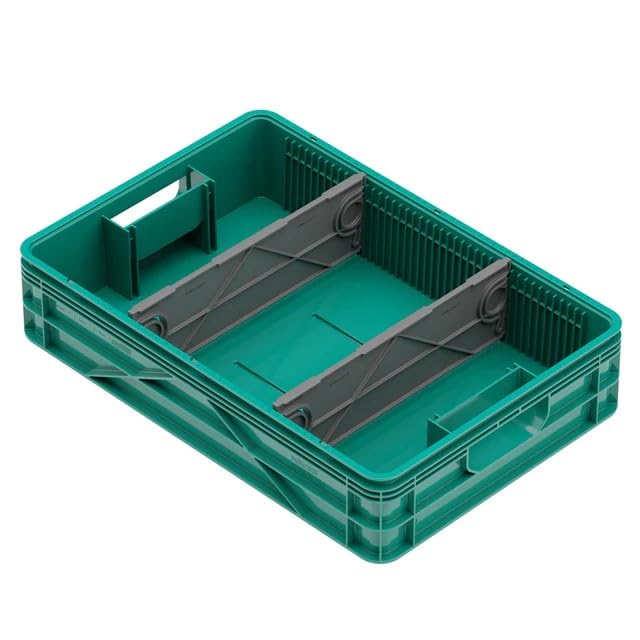 Quarter Crate 4-Pack Stackable Storage Bins, Optic Green | Polypropylene, 14 dividers included, 19.16x12.75x4.57 in, over 1000 lb stack, lids sold separately - color: Optic Green