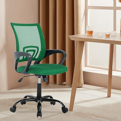 PayLessHere Office Computer Chair Ergonomic Cheap Desk Chair Adjustable Comfortable Mid Back Task Rolling Swivel with Lumbar Support for Home Office (Pack of 1, Green) - color: Green, style: pack of 1