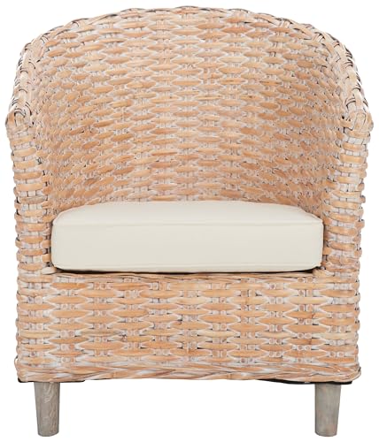 Safavieh Home Omni 18-inch Natural White Wash Rattan Barrel Chair - color: Natural White Wash / White