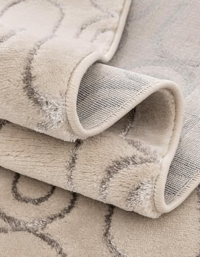 Rugs.com - Vogue Geo Rug – 12 Ft Runner White and Silver High Pile Modern Runner Rug for Hallways and Entryways - color: White and Silver, size: 2'7" x 12' (Runner)