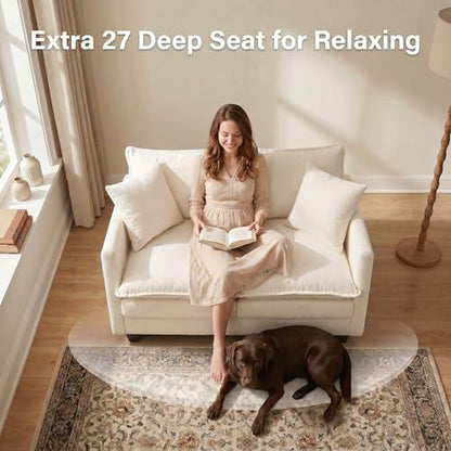 50" Love Seat, Small Cloud Sofa Couch with 2-Layer Cushion & 27" Deep Seat, 2 Pillows for Small Spaces, Bedroom, Apartment, Office, Living Room, in a Box, Beige - color: Beige, size: Loveseat
