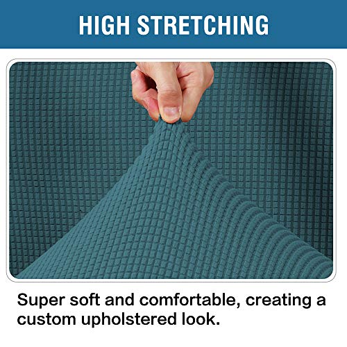 H.VERSAILTEX Ottoman Cover Slipcover Rectangle Fit Length 29'-34' Footrest Sofa Slipcovers Stool Cover Footstool Protector Covers Feature Stretch Thick Soft Jacquard Fabric Washable - Deep Teal - color: Deep Teal, size: Rectangle-Large
