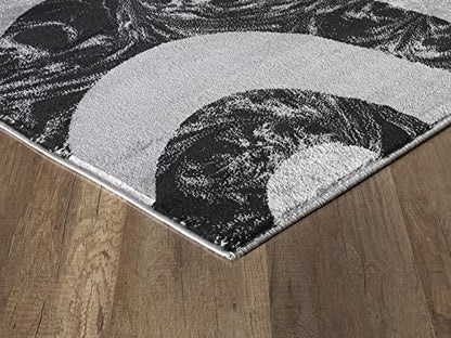 Yafa Home Fashion Modern Contemporary Swirls Design Area Rug, Luxurious, Elegant, and Fashionable Area Rug (Black/Grey, 2 ft X 3 ft) - color: Black/Grey, size: 3' x 2' (Rectangular)