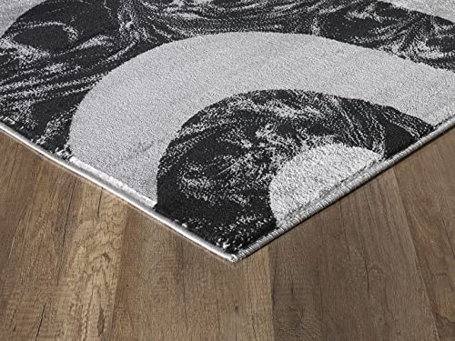 Yafa Home Fashion Modern Contemporary Swirls Design Area Rug, Luxurious, Elegant, and Fashionable Area Rug (Black/Grey, 2 ft X 7 ft) - color: Black/Grey, size: 7' x 2' (Rectangular)