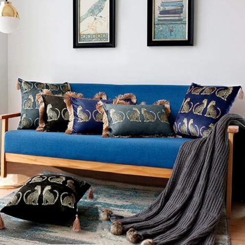 Square Decorative Throw Pillow Cover with Tassels Leopard Pattern Cushion Cover Luxury Style Soft Velvet Pillowcase for Sofa Couch Bedroom (18"x18",Brown) - color: Brown, size: 18" x 18" (Pack of 1)