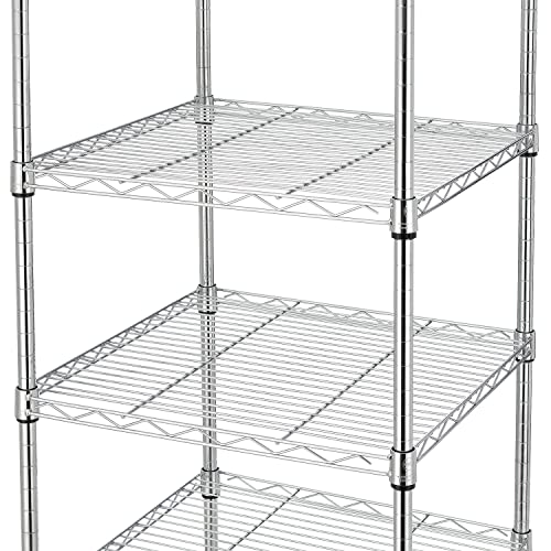Finnhomy Heavy Duty 5 Tier Wire Shelving Unit, 18x18x59-inches 5 Shelves Storage Rack, Metal Shelving with Thicken Steel Tube, NSF Certified, Chrome - size: 59"H-Chrome