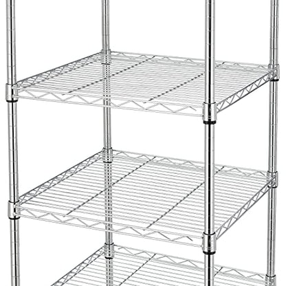 Finnhomy Heavy Duty 5 Tier Wire Shelving Unit, 18x18x59-inches 5 Shelves Storage Rack, Metal Shelving with Thicken Steel Tube, NSF Certified, Chrome - size: 59"H-Chrome