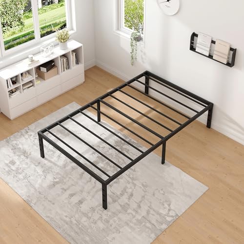 NEW JETO Metal Bed Frame,Twin Size Bed Frame with Storage Space,12 Inch | Heavy Duty Sturdy Mattress Foundation,Easy Assembly,No Box Spring Needed, Black - size: Twin, style: 12 Inch