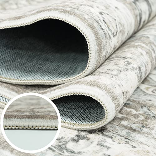 Washable Hallway Runner Rug 2x6: Soft Kitchen Rug Non Slip Rug Runner with Rubber Backing for Living Room Bedroom Bathroom Non Shedding Farmhouse Carpet Runner Rug (Beige/Brown/Grey, 2x6) - color: Beige, size: 2' x 6' (Rectangular)