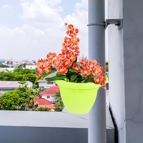 Toddmomy Green Vertical Wall Planter Hanging Basket, Lightweight Useful Hanging Planter for Indoor Outdoor Plants, Creative Pipe-Mounted Plant Pot for Balcony Garden Storage