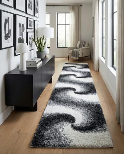 Rugs.com Soft Touch Shag Collection Runner Rug – 13 Ft Runner Smoke Grey Shag Rug Perfect for Hallways, Entryways - color: Smoke Gray, size: 2'7" x 13' (Runner)