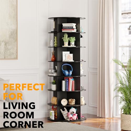 SpaceAid Black 7-Tier Spinning Rotating Shoe Rack Organizer, Shoe Display Tower Lazy Susan, Revolving Shoes Rack StorageOrganization, 360 Vertical Bags Holder Rotate Organizer - size: 7 Tier, 63" H