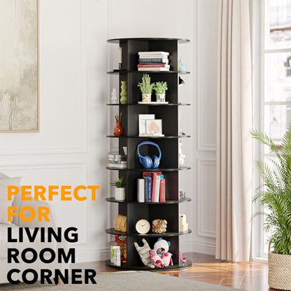 SpaceAid Black 7-Tier Spinning Rotating Shoe Rack Organizer, Shoe Display Tower Lazy Susan, Revolving Shoes Rack StorageOrganization, 360 Vertical Bags Holder Rotate Organizer - size: 7 Tier, 63" H