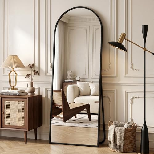 Full Length Mirror, 57" x 18" Arched Full Body Mirror Large Standing Floor Mirrors, Mirrors for Bedroom, Bathroom, Living Room Standing or Wall Leaning, Black - color: Black, size: 57"L x 18"W