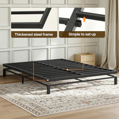 2 Inch Queen Box Spring Low Profile, Heavy Duty Box Spring | Box Spring for Queen Bed, Mattress Foundation, Quiet Steel Frame, Easy Assembly, Noise Free - size: Queen