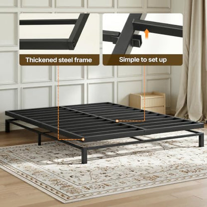 2 Inch Queen Box Spring Low Profile, Heavy Duty Box Spring | Box Spring for Queen Bed, Mattress Foundation, Quiet Steel Frame, Easy Assembly, Noise Free - size: Queen