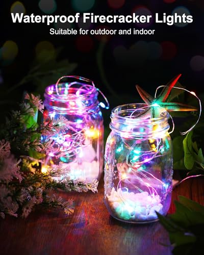 Fairy Lights Battery Operated, Christmas String Lights Waterproof Silver Wire 5 Feet 60 LED Firecracker Starry Lights for DIY Wreath Home Wedding Party Bedroom Mason Jar Holiday Decoration, Multicolor - color: Multicolor