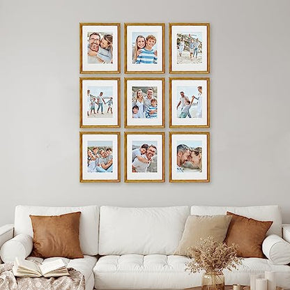 Sheffield Home 9 Piece Gallery Wall Frame Set, 11x14 Inch, Beaded Antique Bronze - color: Beaded Antique Bronze, size: 11x14 Inch