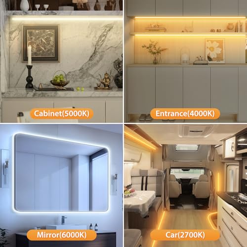 3 Pack 9.9FT Under Cabinet Lights Battery Powered with Remote, 12 Modes, Self-Adhesive, Flexible, Dimmable, Timer, 2700K-6000K Tunable White Cuttable USB Strip Lights for Shelves Bedroom Closet TV - size: 9.9FT