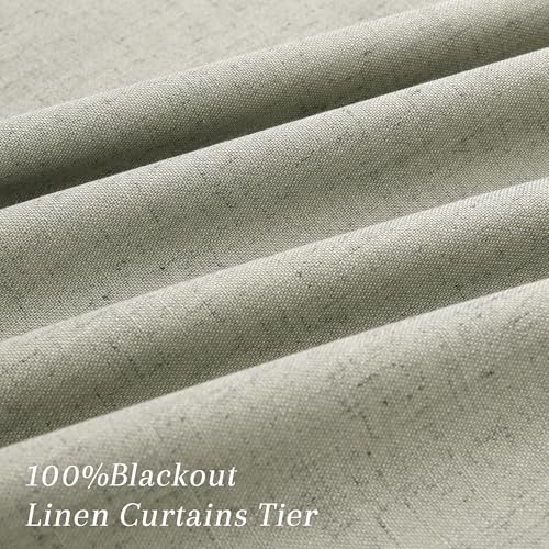Sage Green 100% Blackout Kitchen Linen Curtains Back Tab 30 Inch Length Privacy Elegant Mini Cafe Curtain for Rustic Farmhouse Bathroom Thermal Insulated Bath Room Over Sink Drape 26x30 - color: Sage Green, size: 26"W x 30"L (Pack of 2)