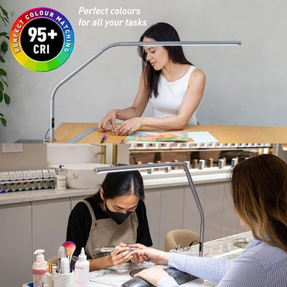 Daylight Slimline 4™ LED Table Lamp in Ice Grey - 6,000K, 3,200 Lux, 4 Brightness Levels, USB-C Charging Port, Anti-Glare Diffuser, Flexible Design, Art & Craft, Sewing, Nail Salon - color: Ice Grey, size: Table Lamp, style: Slimline 4