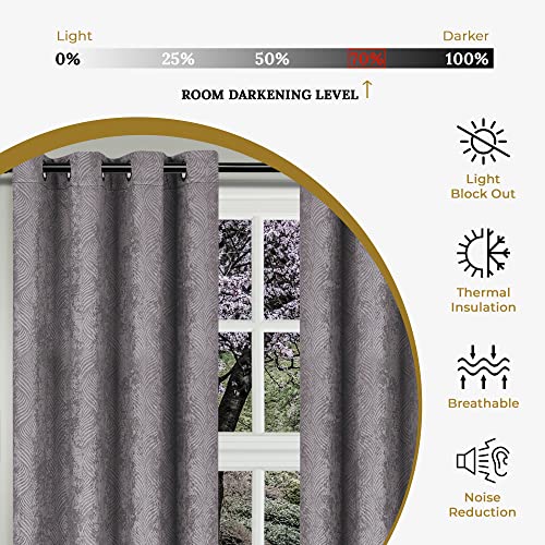 Superior Waverly Blackout Curtain Set of 2, Thermal Insulated Panel Pair with Grommet Top Header, Beautiful Embossed Wave Room Darkening Drapes, Available in 4 Lengths - Silver, 52”x96” each - color: Silver, size: 52"W x 96"L (Pack of 2)