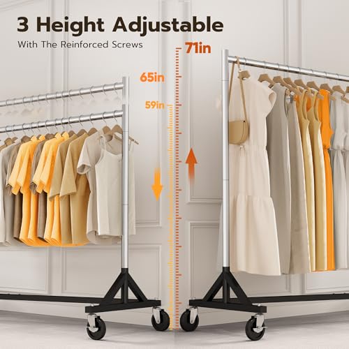 HOKEEPER Commercial Z Base Garment Rack Hold 500LBS Heavy Duty Clothing Rack Adjustable Rolling Clothes Rack for Hanging Clothes Racks on Wheels Portable Z Rack, Chrome Finish | Portable Z Rack, Commercial Heavy Duty Clothing Rack Rolling Garment Rack 24"