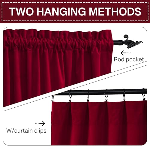Red Thermal Insulated Curtains for Living Room, W42 x L96, 2 Panels | 300GSM Rich Velvet, Christmas Holiday Gifts, Thermal Insulated, Privacy Protect, Noise Reducing, Theater Backdrops, Hallway - color: *Autumn Series - Red, size: 42"W x 96"L (Pack of 2)