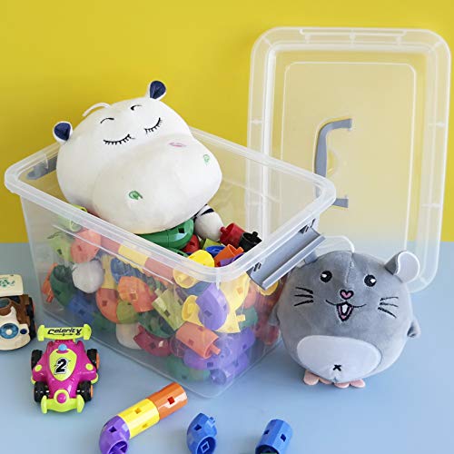 6-Pack Clear Plastic Storage Latch Box with Lids, 10 L | See-through design, stackable & portable, ideal for clothes, documents, and small household items - size: 10 L