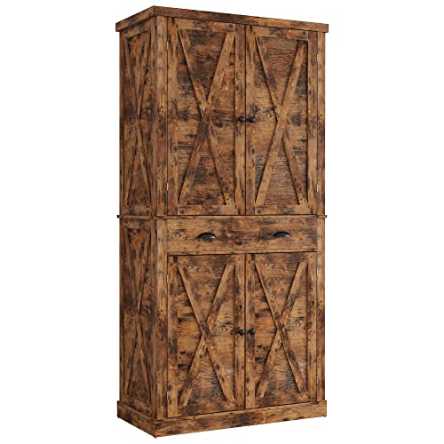 IRONCK Storage Cabinet with Drawers and Doors for Living Room and Entryway | Open Shelves, Adjustable shelves, Organized essentials - color: Vintage Brown
