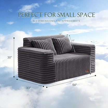 ZurNesfure Sofa Couch Loveseat Boneless Sofa with Pillow Darkgrey,Loveseat | No Assembly Need, Modern Couch with deep seat and Washable Cover Cloud Sofa for Living Room Bedroom Apartment - color: Stripe Darkgrey, size: Loveseat