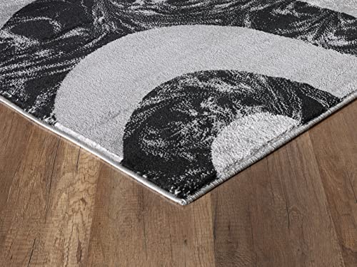 Yafa Home Fashion Modern Contemporary Swirls Design Area Rug, Luxurious, Elegant, and Fashionable Area Rug (Black/Grey, 8 ft X 10 ft) - color: Black/Grey, size: 9'8" x 7'7" (Rectangular)