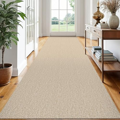 Washable Runner Rug, Non Slip Hallway Runner, 3x14 Ft, Sand/Beige | Washable Braided Runner Carpet, Non Slip Rubber Dot Backed, For Hallway, Kitchen, Entryway, Bedroom, Laundry Room, Foyer - color: Sand/Beige, size: 3' x 14' (Rectangular)