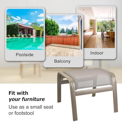 Outdoor Ottoman Patio Footstools Assembled Aluminum Footrest Side Table Small Chair Patio Ottoman for Garden,Balcony,Poolside 2 Set Champagne - color: 2 Pieses-champagne