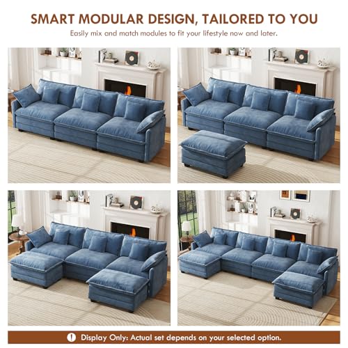 77" Cloud Sofa Loveseat, Comfy Sectional Couch, 2-Seater Chenille Deep Seat Sofa with Throw Pillows for Living Room Bedroom Apartment (Blue) - color: Blue, size: 77" Sofa