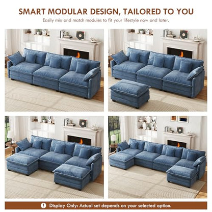 77" Cloud Sofa Loveseat, Comfy Sectional Couch, 2-Seater Chenille Deep Seat Sofa with Throw Pillows for Living Room Bedroom Apartment (Blue) - color: Blue, size: 77" Sofa