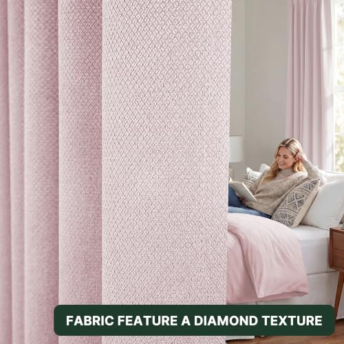 H.VERSAILTEX Pinch Pleated Full Blackout Curtains Diamond Textured Room Darkening Window Curtains 102 inch for Living Room Bedroom Black Out Pinch Pleat Drapes with Hooks 2 Panel, Light Pink - color: Light Pink, size: 40"W x 102"L (Pack of 2)