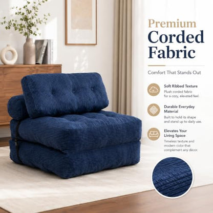 Blue Convertible Sofa Bed Folding Sofa Bed Sleeper Chair Couch Beds, Comfy Floor Beds with Pillow and Back Support, Small Couch for Bedroom, Living Room Bedroom - color: Blue