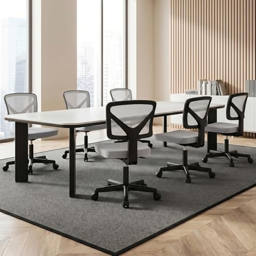 OLIXIS Armless Home Office Chair, Ergonomic Small Desk Chair | Mesh Back, Removable Washable Foam Cushion, Height Adjustable, Rolling Swivel Wheels, Small Space, Grey - color: Grey