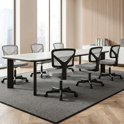 OLIXIS Armless Home Office Chair, Ergonomic Small Desk Chair | Mesh Back, Removable Washable Foam Cushion, Height Adjustable, Rolling Swivel Wheels, Small Space, Grey - color: Grey