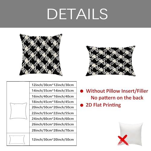 Houndstooth Throw Pillow Covers Set of 2, Modern Contemporary Geometric Abstract None Black Soft Velvet Washable Square Pillow Cases for Home Living Room Bedroom Dorm Couch Decor 16x16 Inch - size: 16" x 16" (Pack of 2)