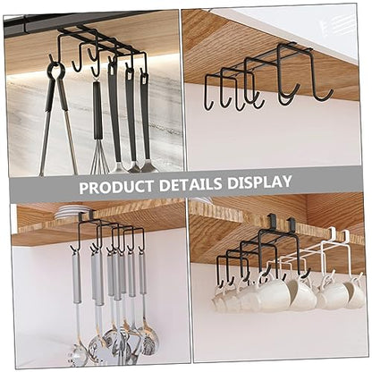 PRETYZOOM Cup Holder Under Cabinet Stand Rack for Mugs Drying Hanger for Kitchen Bottle Organizer - color: Black
