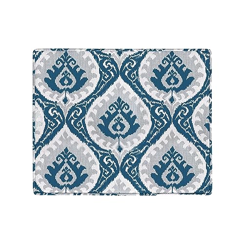 HomePop 22" Modern Rectangular Storage Ottoman - Blue Ikat Medallion Print - color: Blue Ikat Medallion Print
