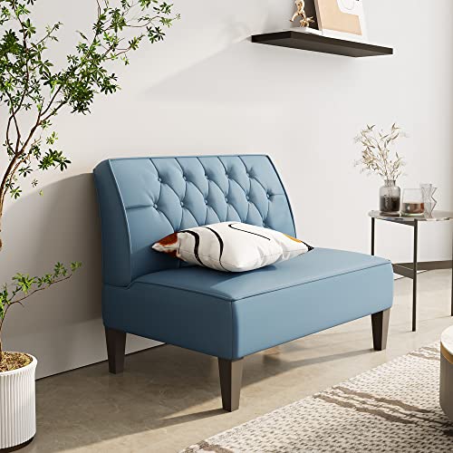 annjoe Button Tufted Loveseat Settee Upholstered Sofa Backrest Buckle Couch Banquette Bench for Dining Room Living Room Bedroom Funiture-Blue - color: Blue