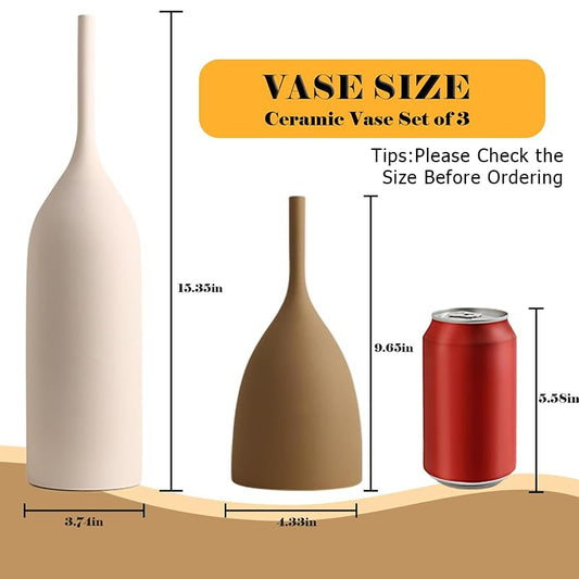 Ceramic Vases Set of 2, Modern Boho Vases for Centerpiece Decor, Matte Minimalist Neutral Vases for Home Decor, Living Room, Bookshelf, and Entryway Table Decor (Multicolor-2) - color: Multicolor-2
