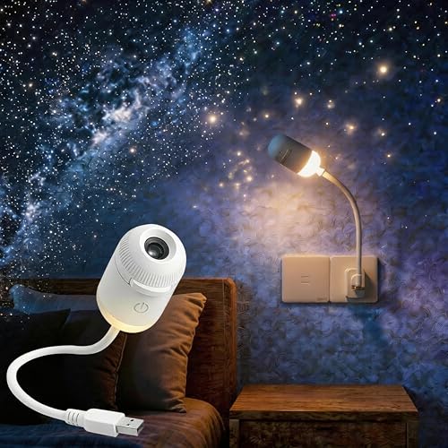 Galaxy Starry Sky Night Light Projector, 2-in-1 Portable with 12 Projection Films, 360° Adjustable Brightness Control Eye‑Caring LED Night Light for Kids Adults Bedroom Home Ceiling Car Decor Gift - color: Multicolor
