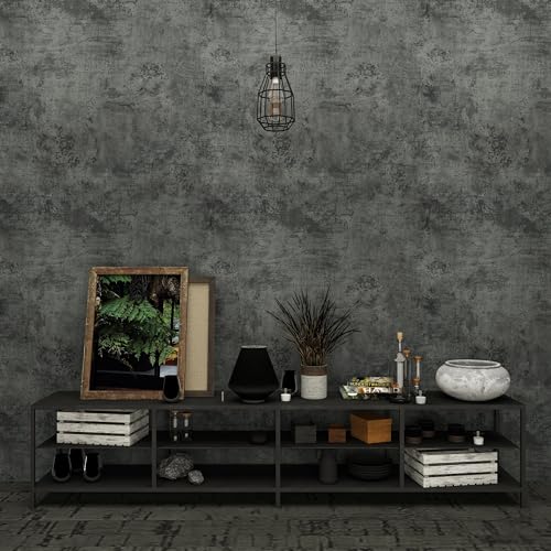 3yecao 16"×197" Extra Thick Dark Blue Grey Concrete Wallpaper Peel and Stick Waterproof Gray Concrete Contact Paper Vinyl Wrap 3d Faux Adhesive Cement Tile Sticker for Kitchen Island Bedroom Gym Walls - color: Grey Blue, size: 16" x 197"